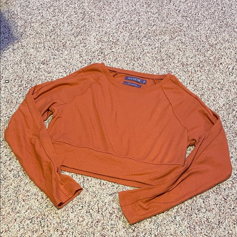 Adore Me Terracotta Ribbed Long Sleeve